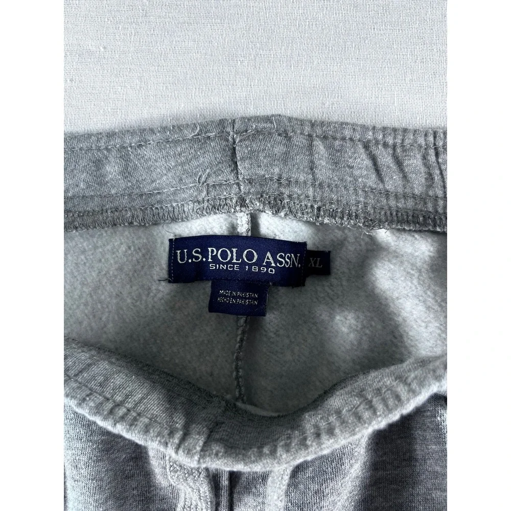 US Polo Assn Mens Heather Gray Fleece Jogger Sweatpants XL Zip Pockets‎ 11CB640